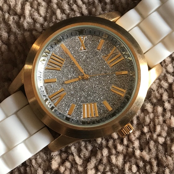 Other - Men Watch White Rubber Band Gold Case Unisex